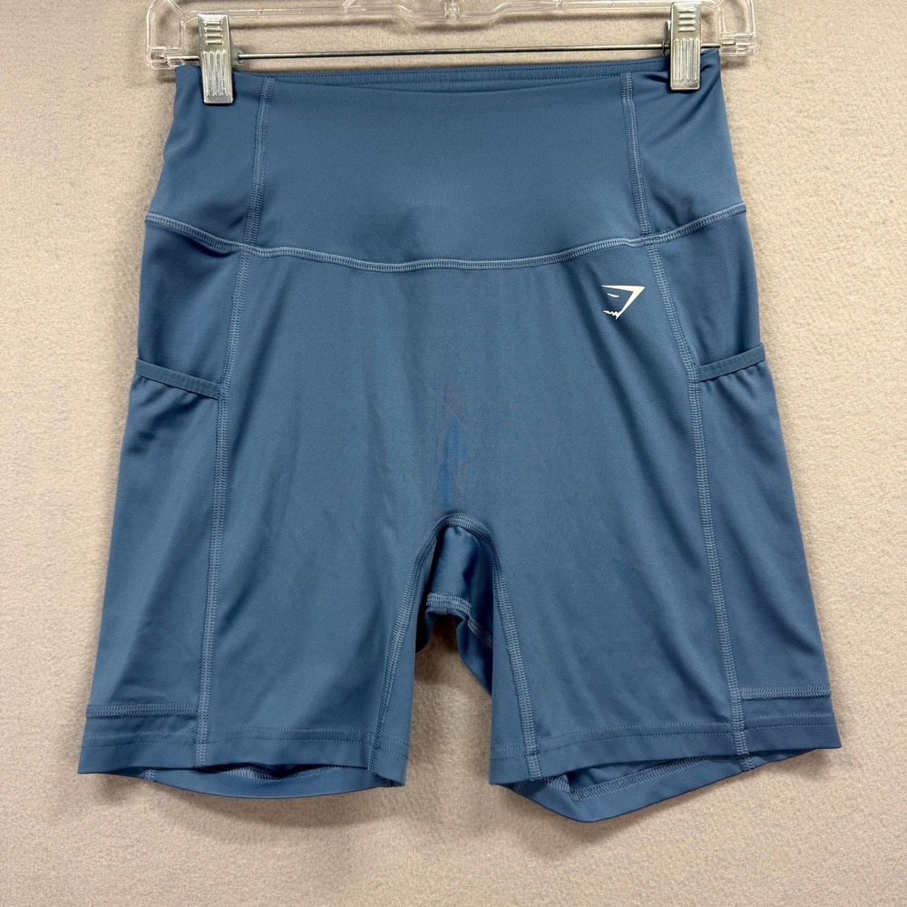 Gymshark Athletic Shorts Womens Small Blue Stretch Active Yoga 6" High-Waist